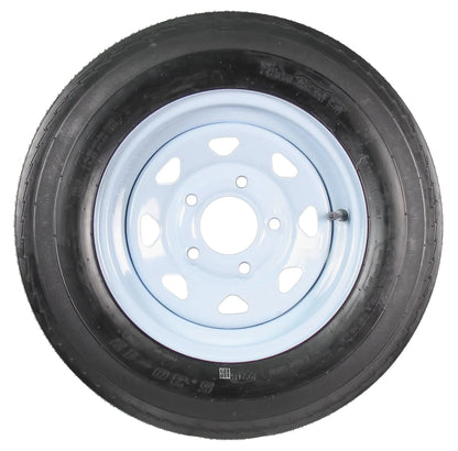 Two Trailer Tires On Rims 5.30-12 530-12 5.30 X 12 5 Hole Wheel White Spoke