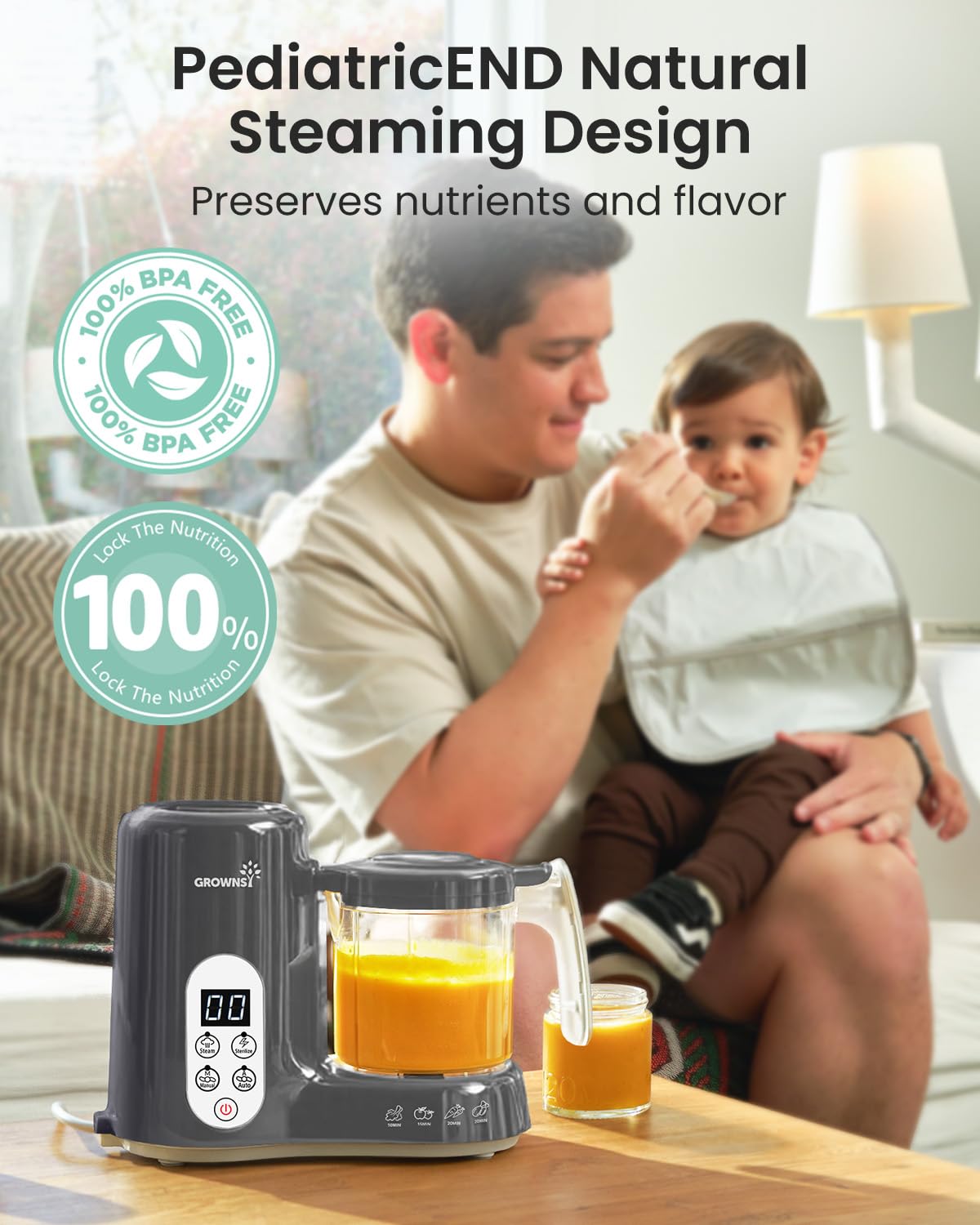 GROWNSY Baby Food Maker - One Step Steamer & Blender
