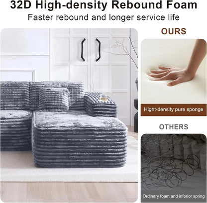 Cloud Sectional Couch with L-Shape Chaise, Modern Modular Sofa with Deep Seat, Built-in Cup Holder & Storage Pocket for Living Room Bedroom, No Assembly Required (Dark Gray, Left Sitting Chaise)