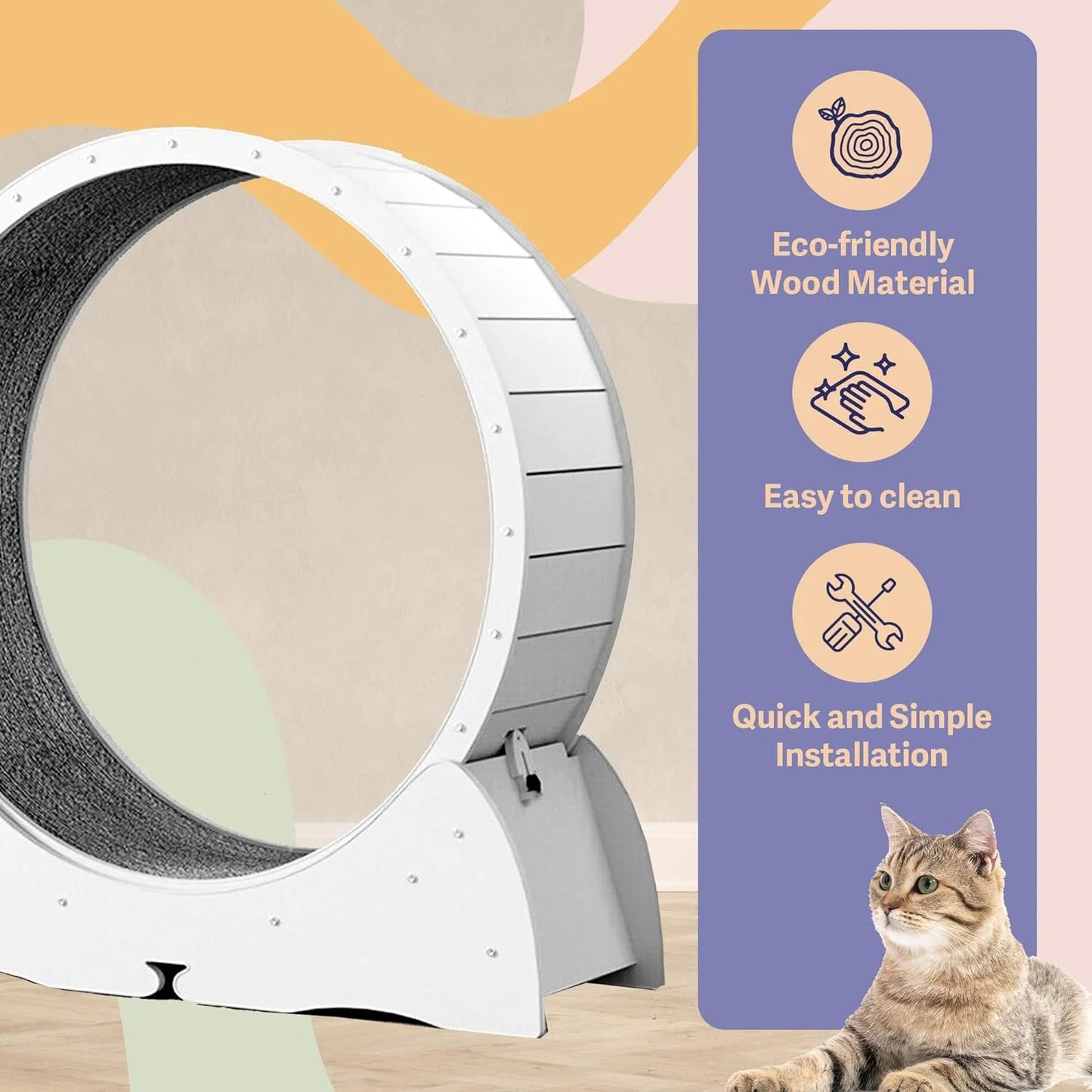 Cat Felix,Cat Wheel, Cat Exercise Wheel for Indoor, Easy Assembled Cat Treadmill for Fitness and Healthy, Cats Loss Weight Device (Pink) (White)