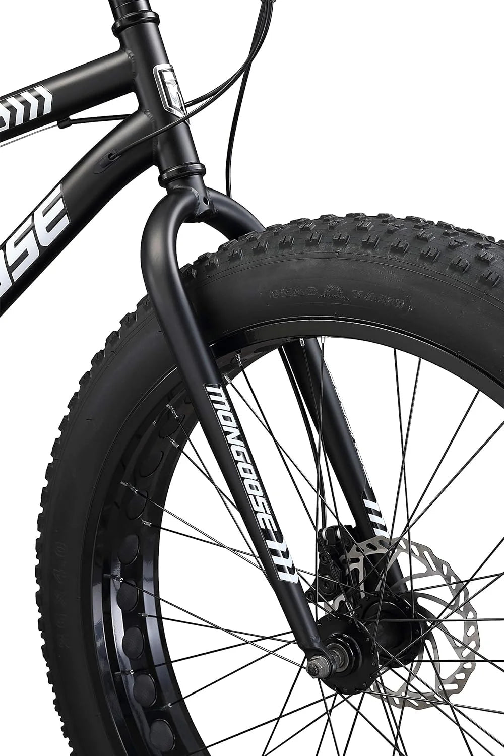 Mongoose Malus Mens and Women Fat Tire Mountain Bike, 26-Inch Bicycle Wheels, 4-Inch Wide Knobby Tires, Steel Frame, 7 Speed Drivetrain, Shimano Rear Derailleur, Disc Brakes