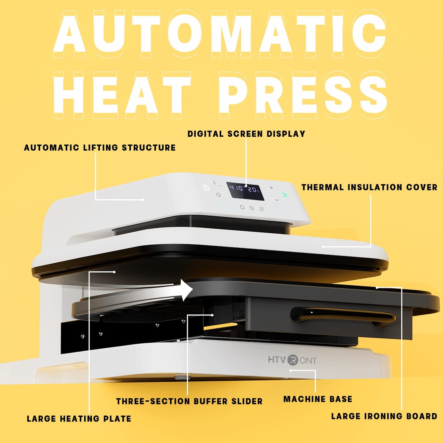 HTVRONT Auto Heat Press Machine - 15x15 T-Shirt Press