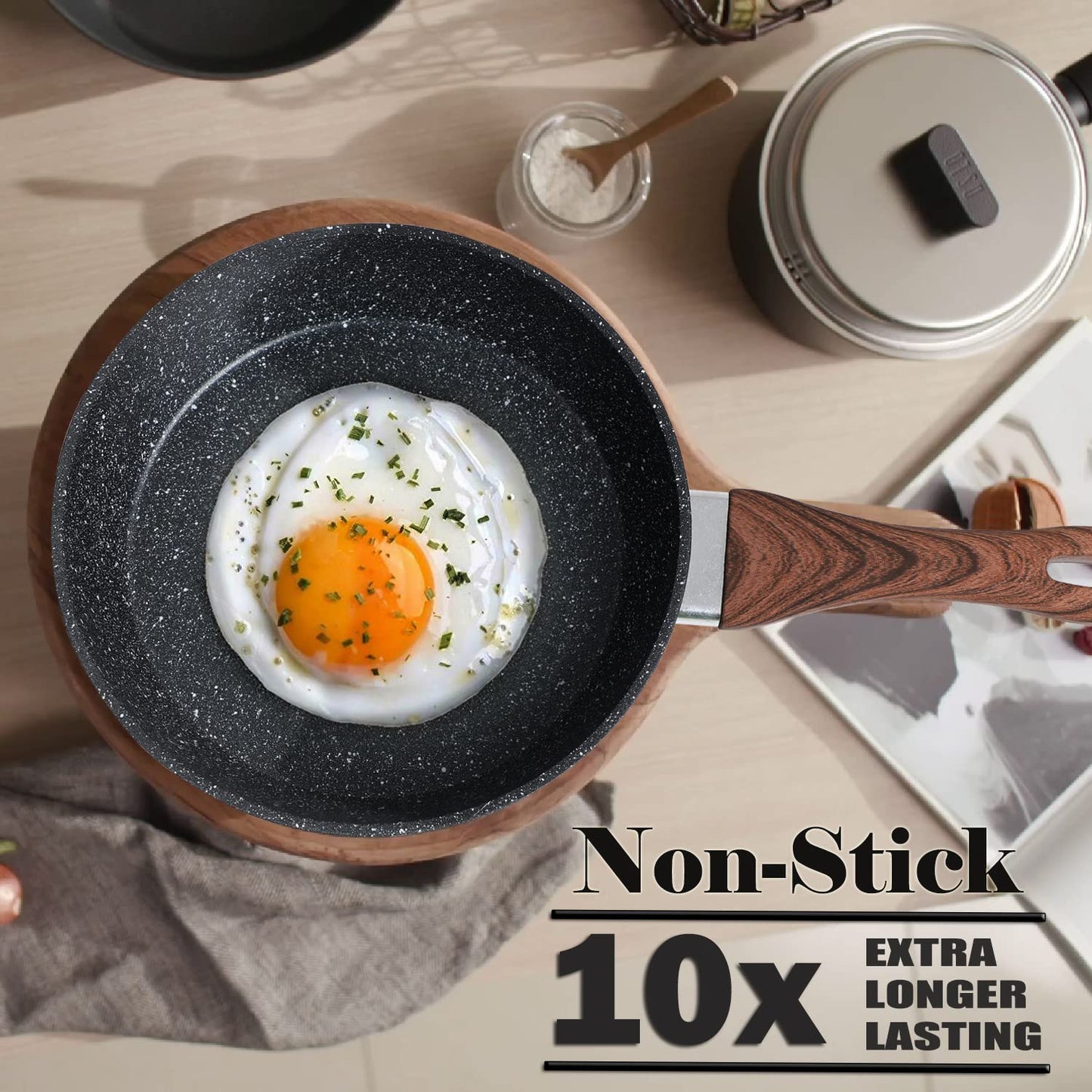 KITCHEN ACADEMY Induction Cookware Set - 12 Piece Nonstick Pan Set