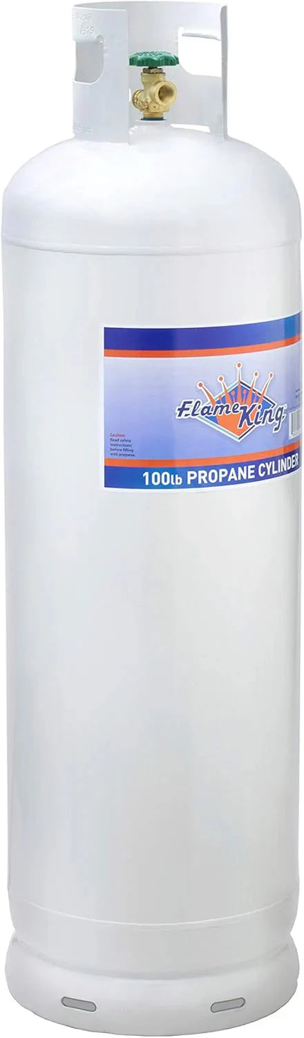 Steel Propane Tank Cylinder with POL Valve and Collar, Great for Mixed Heating Systems, Home fireplaces, Dryers and Grills-Flame King