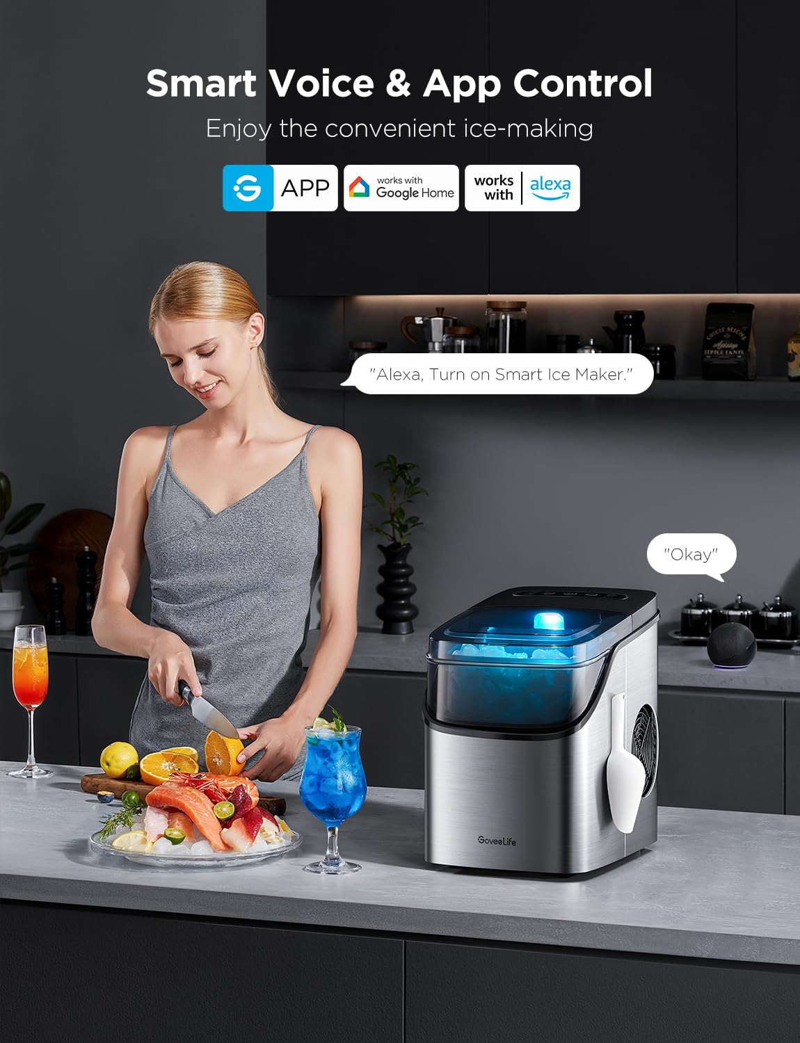 GOVEELIFE Smart Ice Maker Countertop - Portable Ice Machine