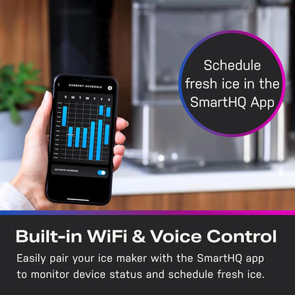 Countertop Nugget Ice Maker with Side Tank | Ice Machine with WiFi Connectivity | Smart Home Kitchen Essentials | Stainless Steel