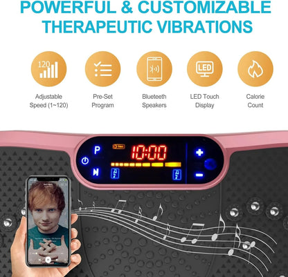 Vibration Plate Fitness Platform Exercise Machine Vibrating Lymphatic Drainage Shaking Full Body Shaker Workout Vibrate Stand Shake Board Sport Gym for Weight Loss Fat Burner for Women Men