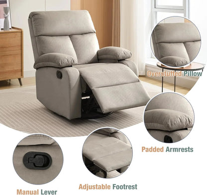 Small Swivel Rocker Recliner Chair for Compact Spaces