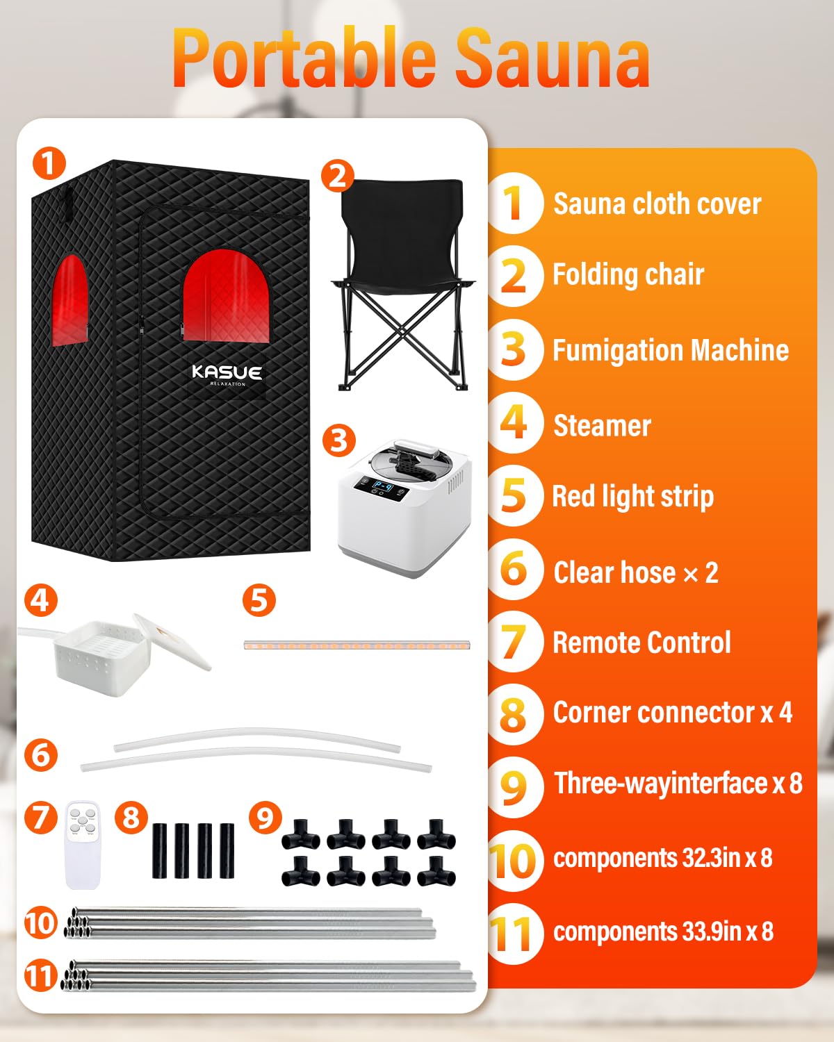 KASUE Portable Steam Sauna Tent - Infrared Home Spa