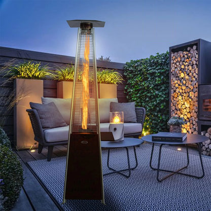 Pyramid Patio Propane Heater48,000 BTU Outdor Patio Flame Heater With Wheels,Waterproof Cover Quartz Glass Tube Propane Heater for Patio, Party, Backyard, Garden, Decoration(Bronze)