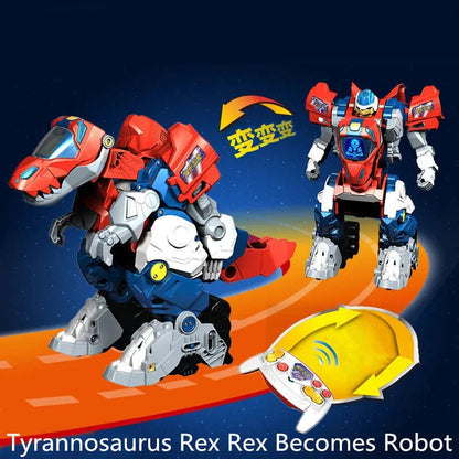 One-key Deformation Dinosaur Robot With Sound and Llight Music Dinosaur knowledge Remote Control Dinosaur RC Robot Toy Children