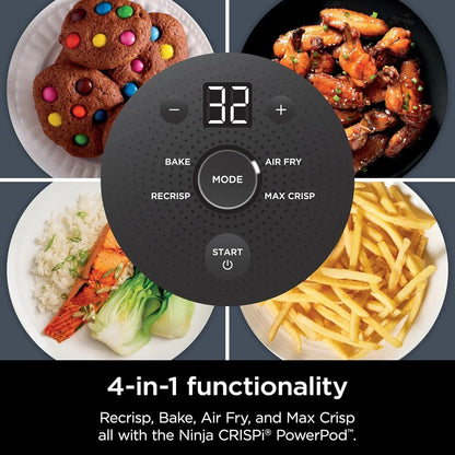 Ninja Crispi 4-in-1 Portable Glass Air Fryer Cooking System, 1500W, 4QT & 6-Cup TempWare Glass Containers with Storage Lids, Microwave, Freezer & Dishwasher Safe