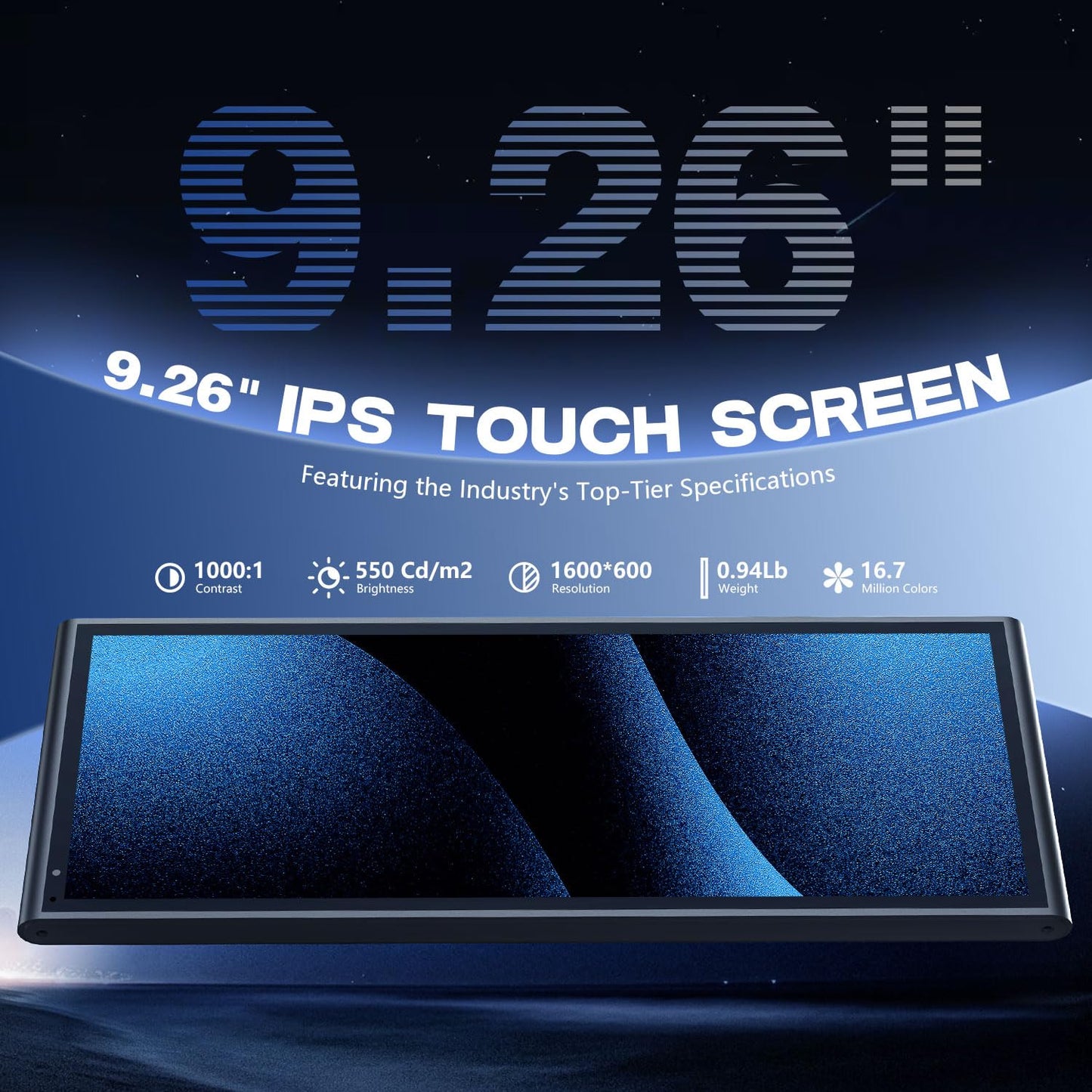 KRUNIA 9.26" Wireless CarPlay Screen with Bluetooth & GPS