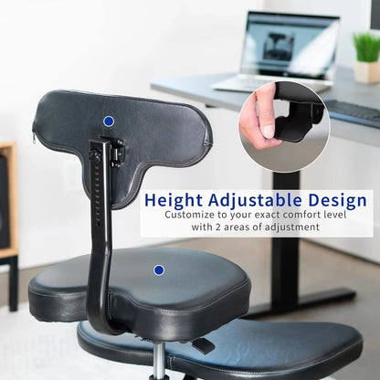 VIVO Cross-Legged Office Chair – Adjustable Height Floor Chair with Back Support for Yoga, Meditation, and ADHD (Black, CHAIR-CL02B-R)