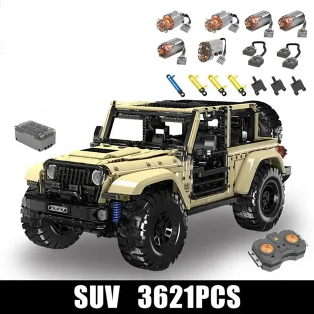 Technical Car Toys The Motorized Wrangler SUV Car Model Building Block Brick Kids Christmas Gift