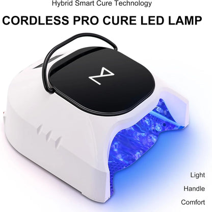 Professional Hybrid 86W Wireless Rechargeable UV LED Nail Curing Lamp Cordless Nail Dryer for Gel Nails, Manicure, Pedicure (Black)