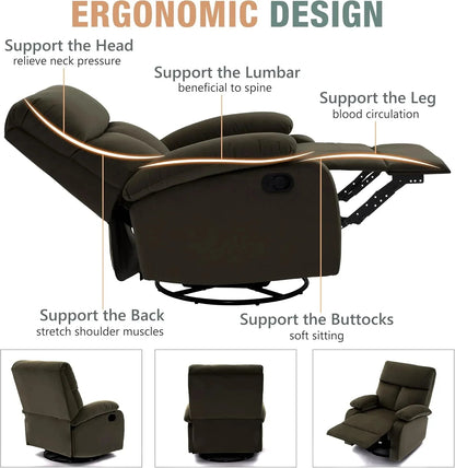 Small Swivel Rocker Recliner Chair for Compact Spaces