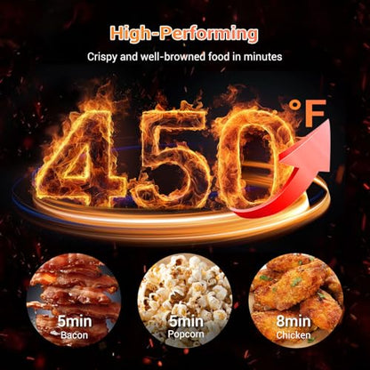 Tastee Ceramic Air Fryer, 8 in 1 Compact 5.5QT AirFryers, 450°F Digital Airfryer Dehydrator with Smart Probe, 24 Presets One touch Cooking, In app Recipes with Window, Dishwasher safe & Non stick : Home & Kitchen