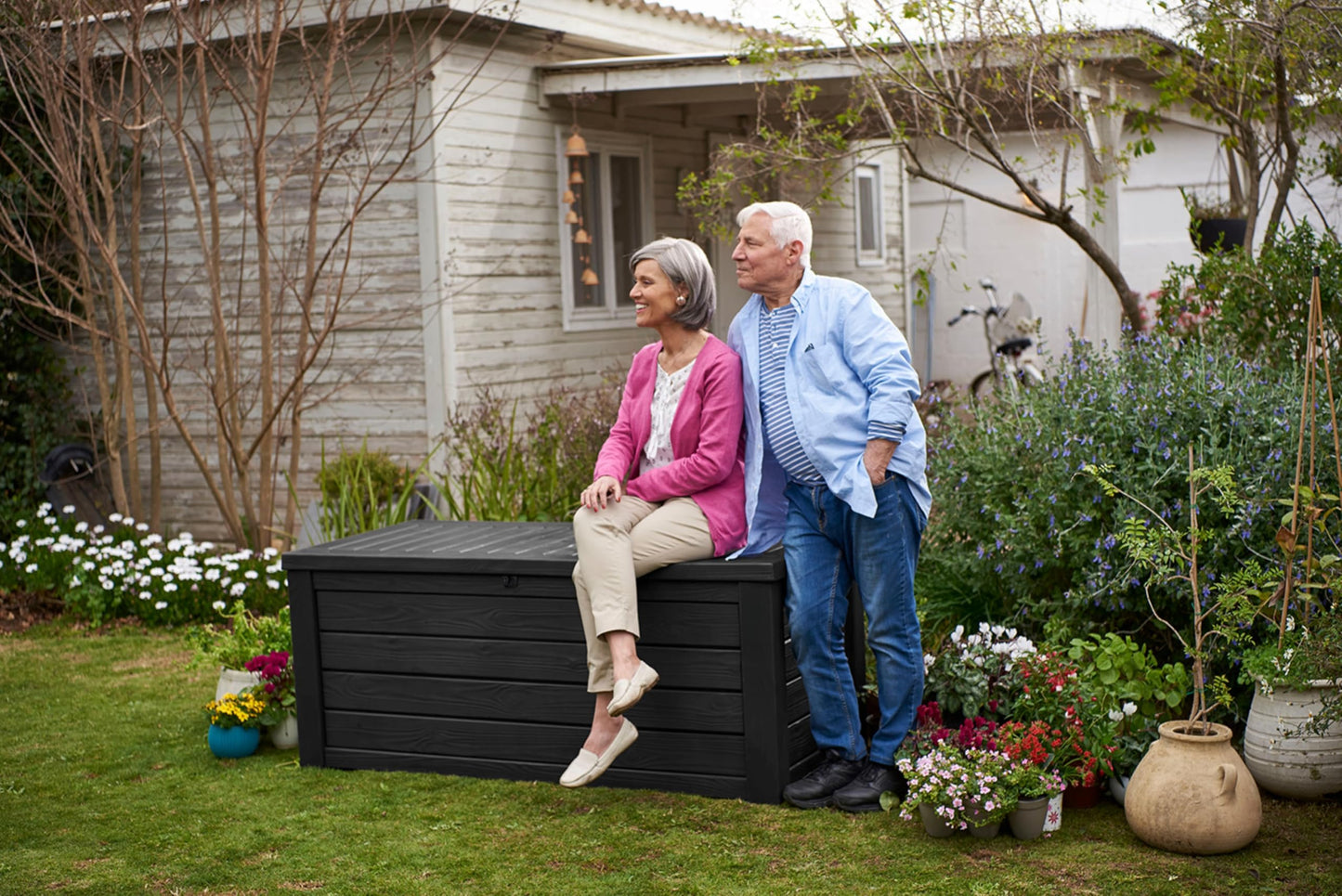 KETER Westwood 150 Gallon Resin Outdoor Storage Box - Dark Grey