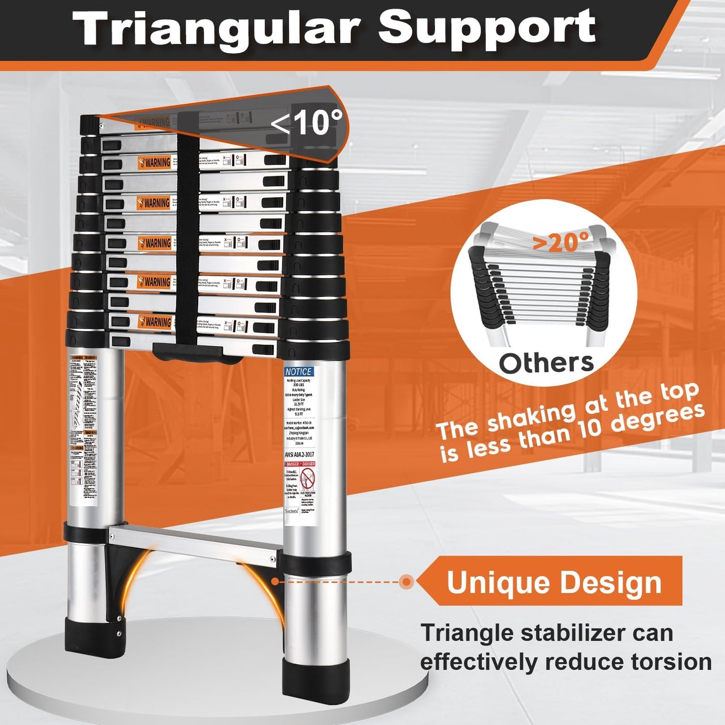 SOCTONE Telescoping Ladder 12.5 FT Aluminum Lightweight