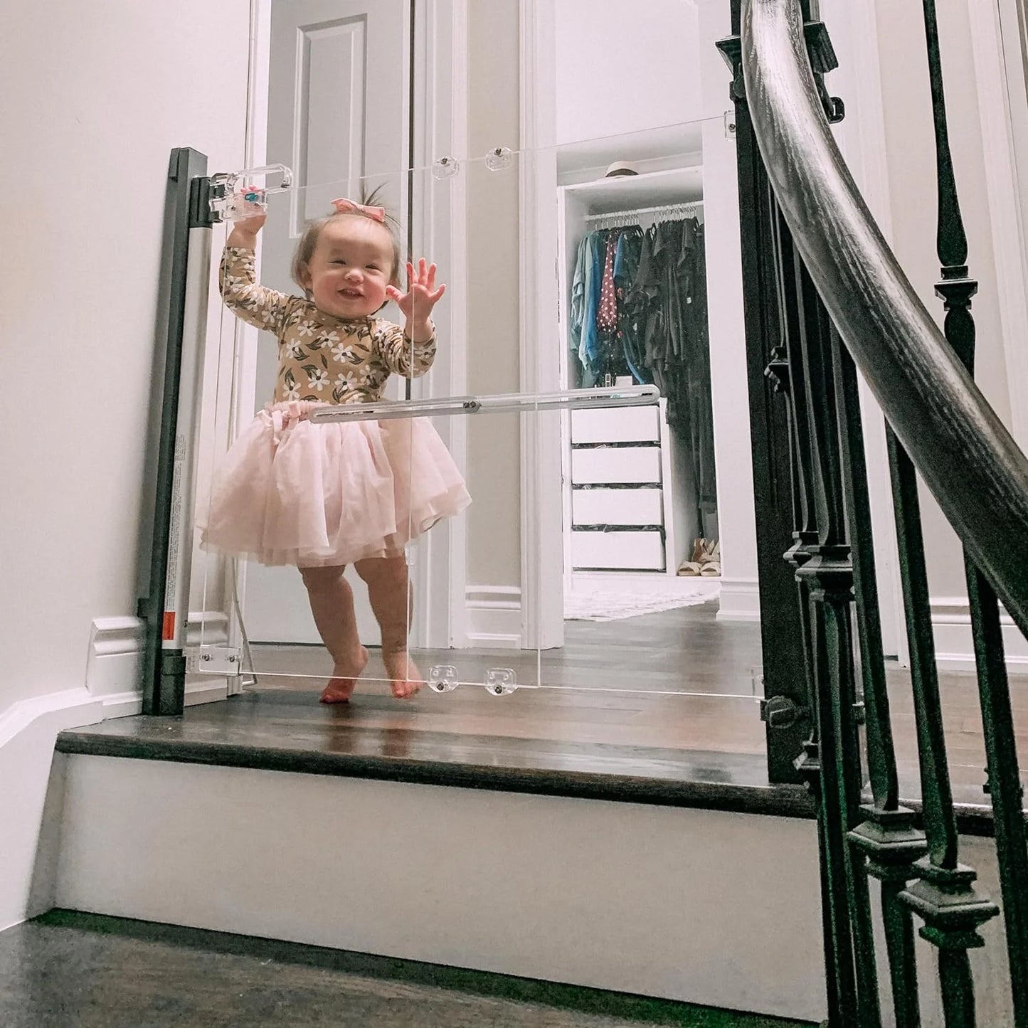 Crystal Designer Baby Safety Gate - Meets Tougher European Standards - Modern Design and Unparalleled Safety - Beauty & Safety Together at Last - Simple Installation | Hardware Mount