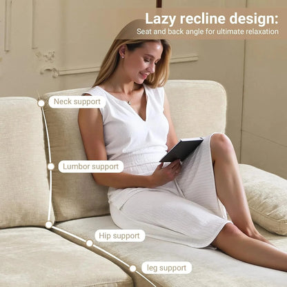VINGLI 110" Sectional Couches for Living Room,U Shaped Couch with Double Chaise, 4-Seat Sofa Set with Chenille Fabric for Home Furniture,Beige