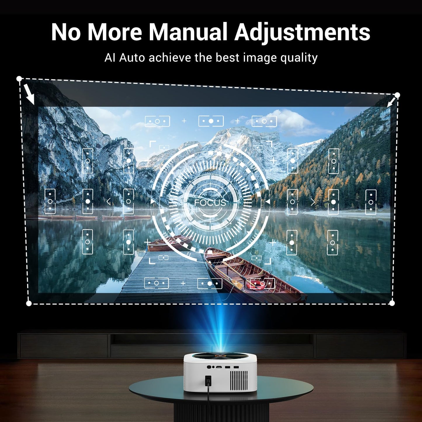 HAPPRUN 1500 ANSI Lumens Smart Outdoor Projector, 4K Resolution