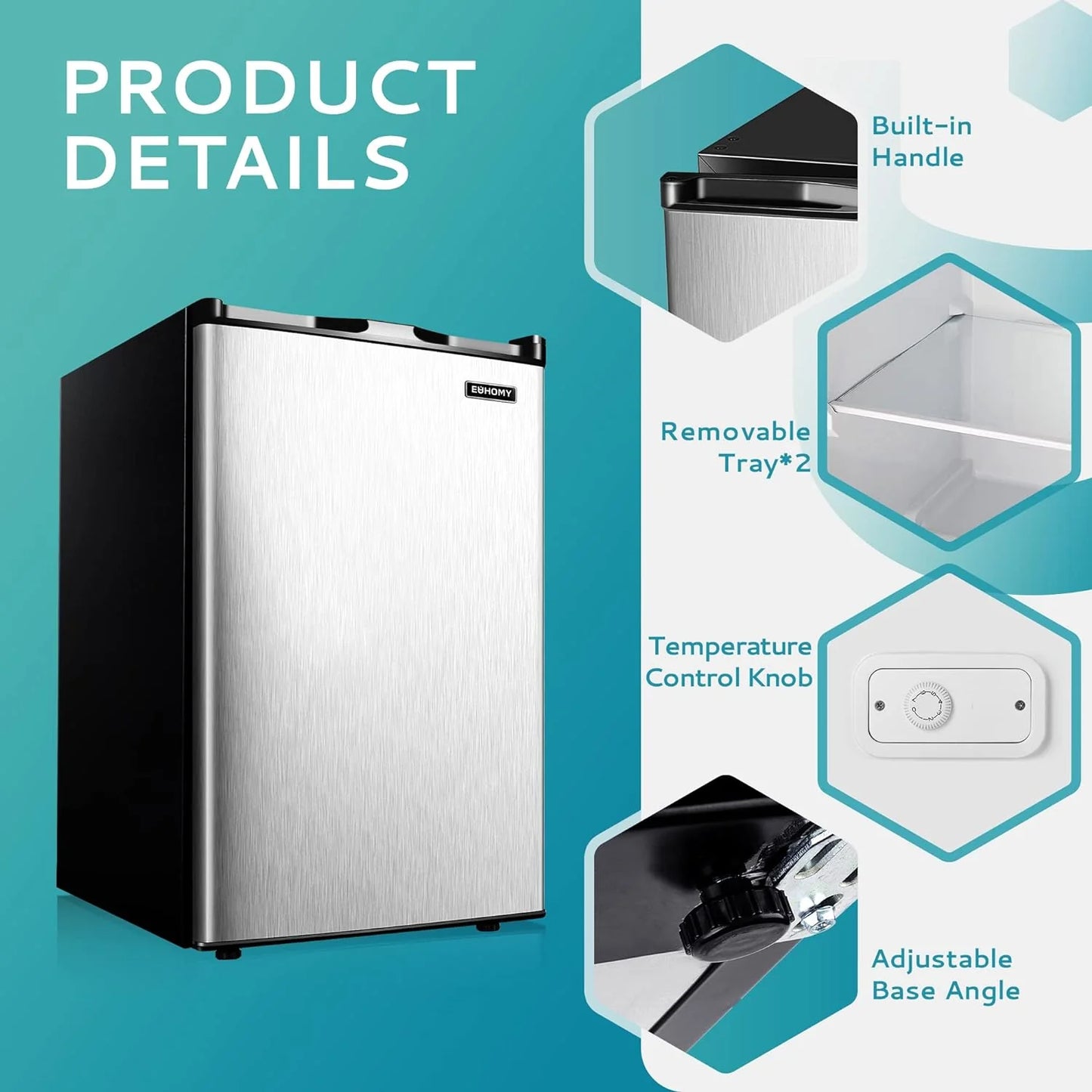 Upright freezer, 3.0 Cubic Feet, Single Door Compact Mini Freezer with Reversible Stainless Steel Door, Small freezer for Home/Dorms/Apartment/Office (Silver)