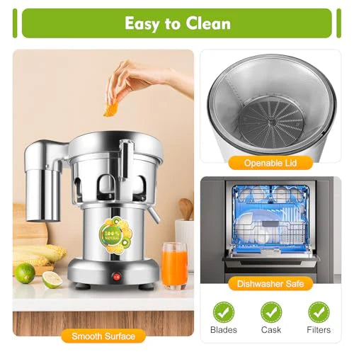 Commercial Juice Extractor, 370W 110V Electric Stainless Steel Juicer for Fruit Vegetable Heavy Duty Centrifugal Juicer Machine Juice & Residue Separated Low Noise: Home & Kitchen