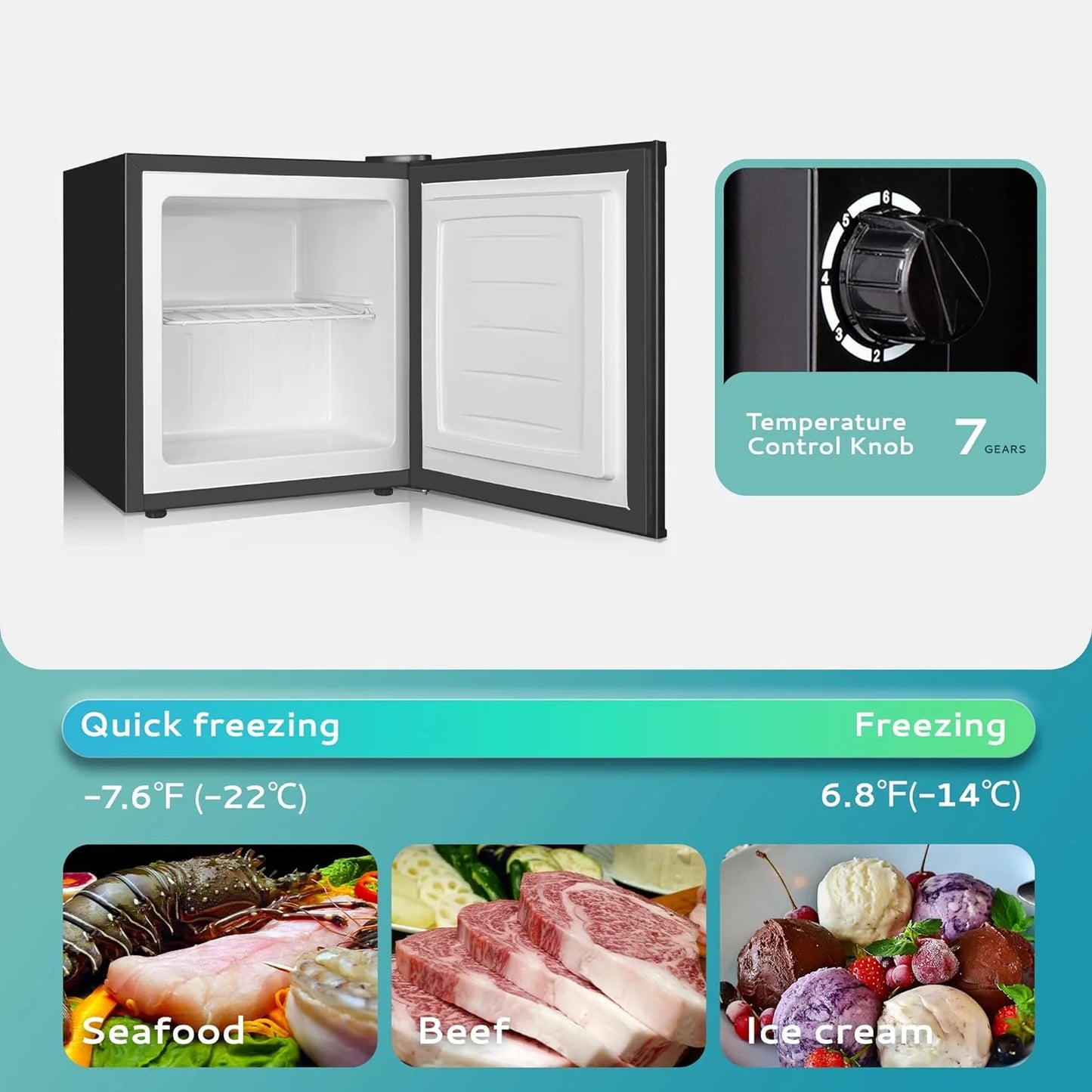 Upright freezer, 3.0 Cubic Feet, Single Door Compact Mini Freezer with Reversible Stainless Steel Door, Small freezer for Home/Dorms/Apartment/Office (Silver)