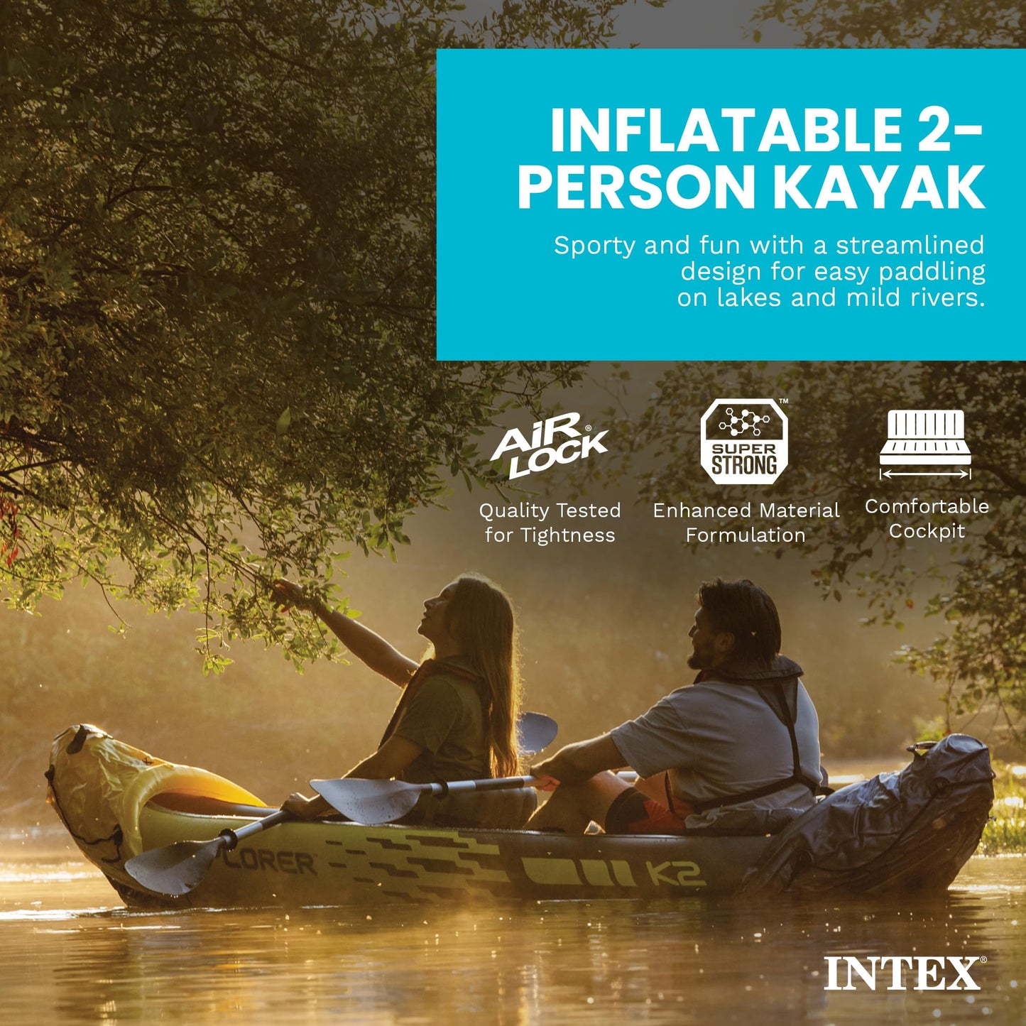 INTEX Explorer K2 Inflatable Kayak Set for 2 People
