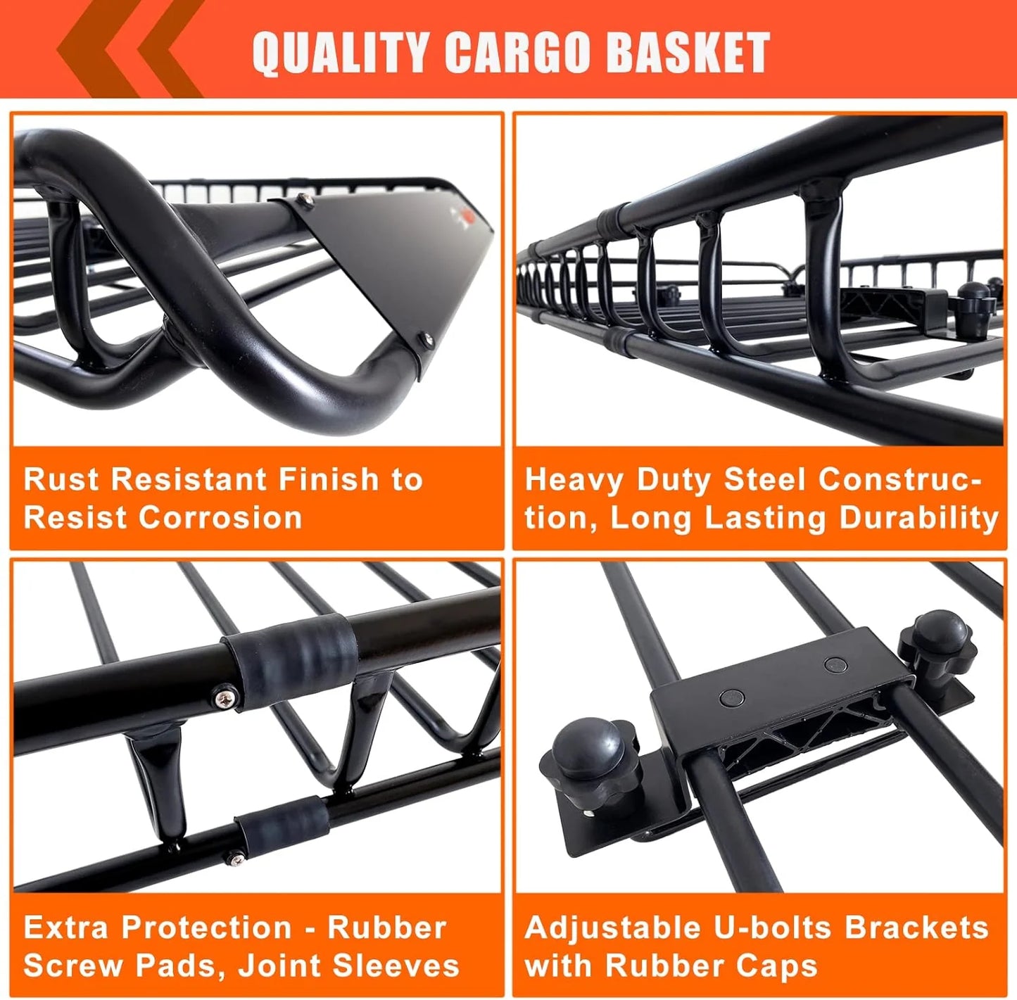 Folding hitch mounted cargo basket 60" With hook stabilizer, net and straps
