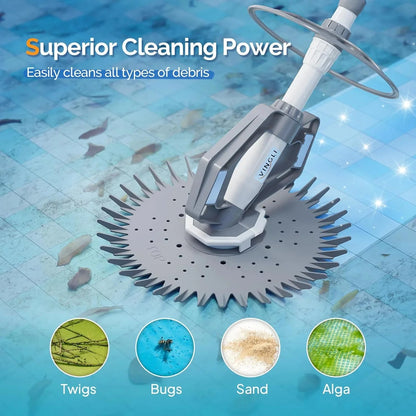 VINGLI Pool Vacuum Cleaner Automatic Sweeper Swimming Pool Creepy Crawler Vacuum with 33FT Hoses (Navy Blue&White)