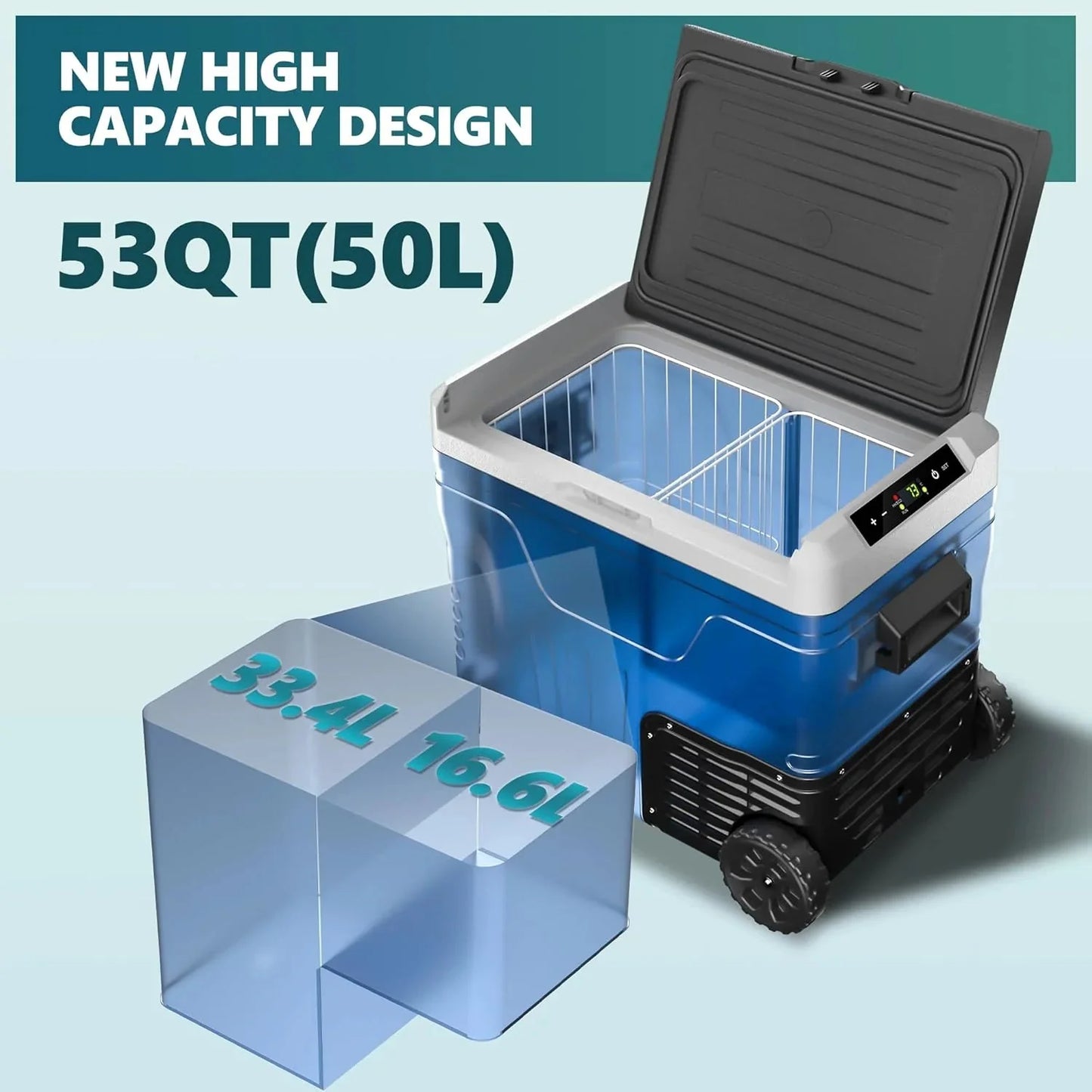 EUHOMY 12 Volt Refrigerator, 37QT(35L) Electric Cooler, Portable Freezer 12V/24V DC 110-240V AC, 12V Fridge -4℉~68℉, 12V Cooler with Wheels & 2 Baskets for Travel, Truck, Boat, Camping