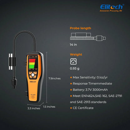 Refrigerant Leak Detector 10 Yrs Infrared Sensor Life Halogen Freon Sniffer, Air Conditioning Detection, Automotive Gas Finder, R22 R410A R134A R1234YF CFCs HCFCs HFCs, ILD-300