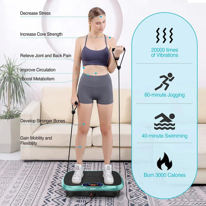 Vibration Plate Fitness Platform Exercise Machine Vibrating Lymphatic Drainage Shaking Full Body Shaker Workout Vibrate Stand Shake Board Sport Gym for Weight Loss Fat Burner for Women Men