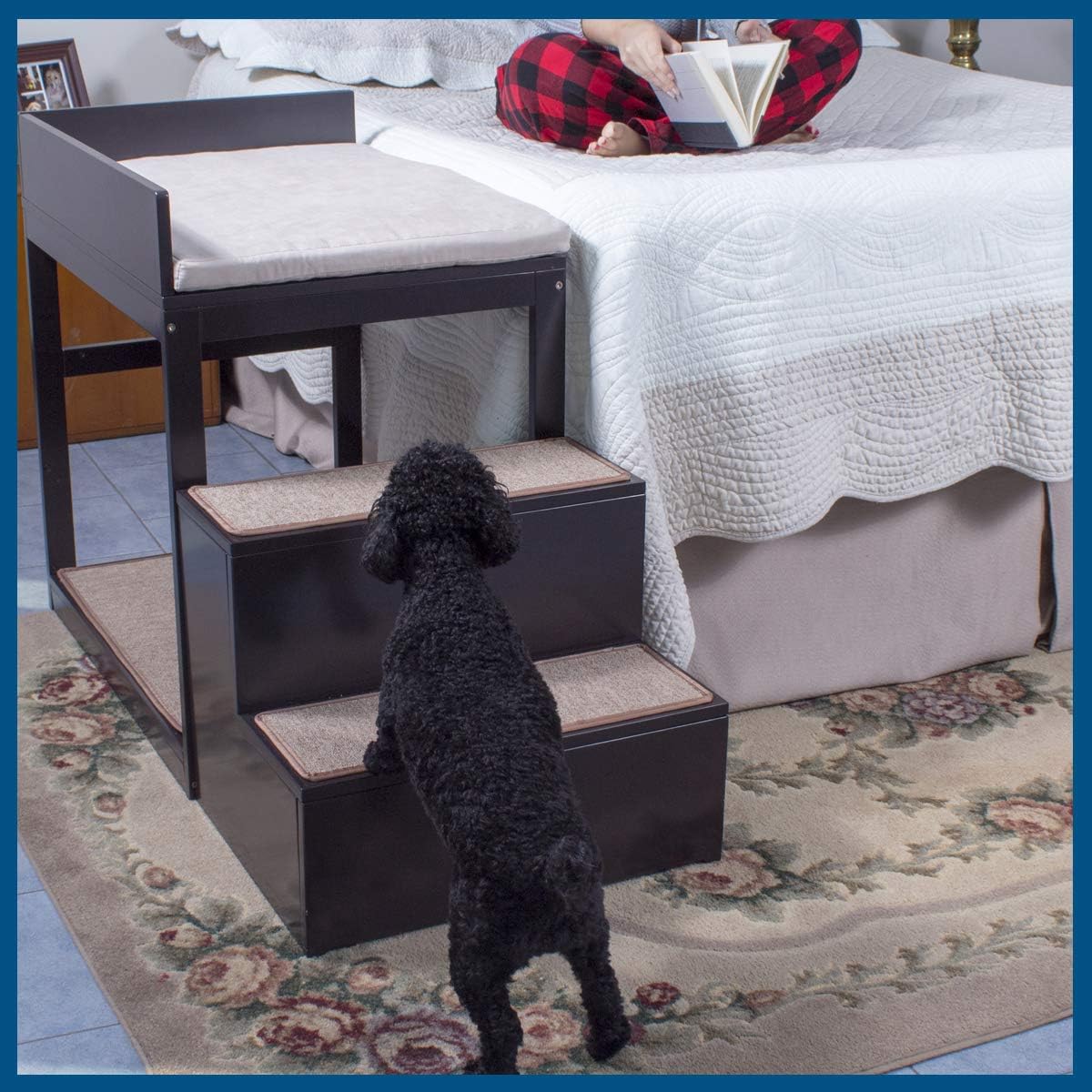 Penn-Plax Buddy Bunk Multi-Level Bed | Pet Stairs for High Beds and Couches | 3 Step System for Small Sized Dogs and Cats | Practical and Accommodating for Modern Homes (DOGF60)