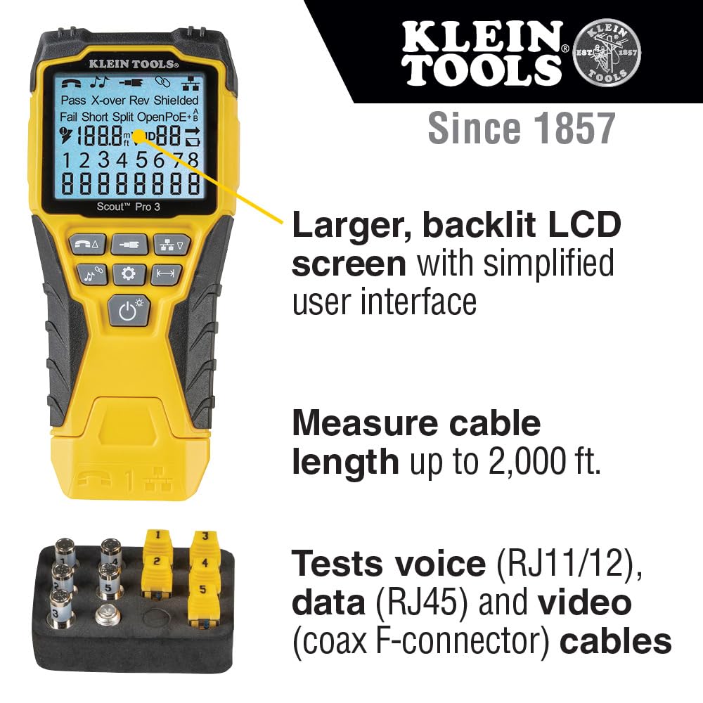 KLEIN TOOLS VDV501-851 Cable Tester Kit for Ethernet and Coax